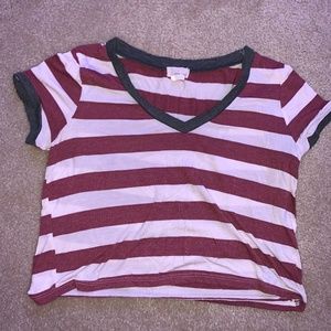 Red And White Striped Crop Top